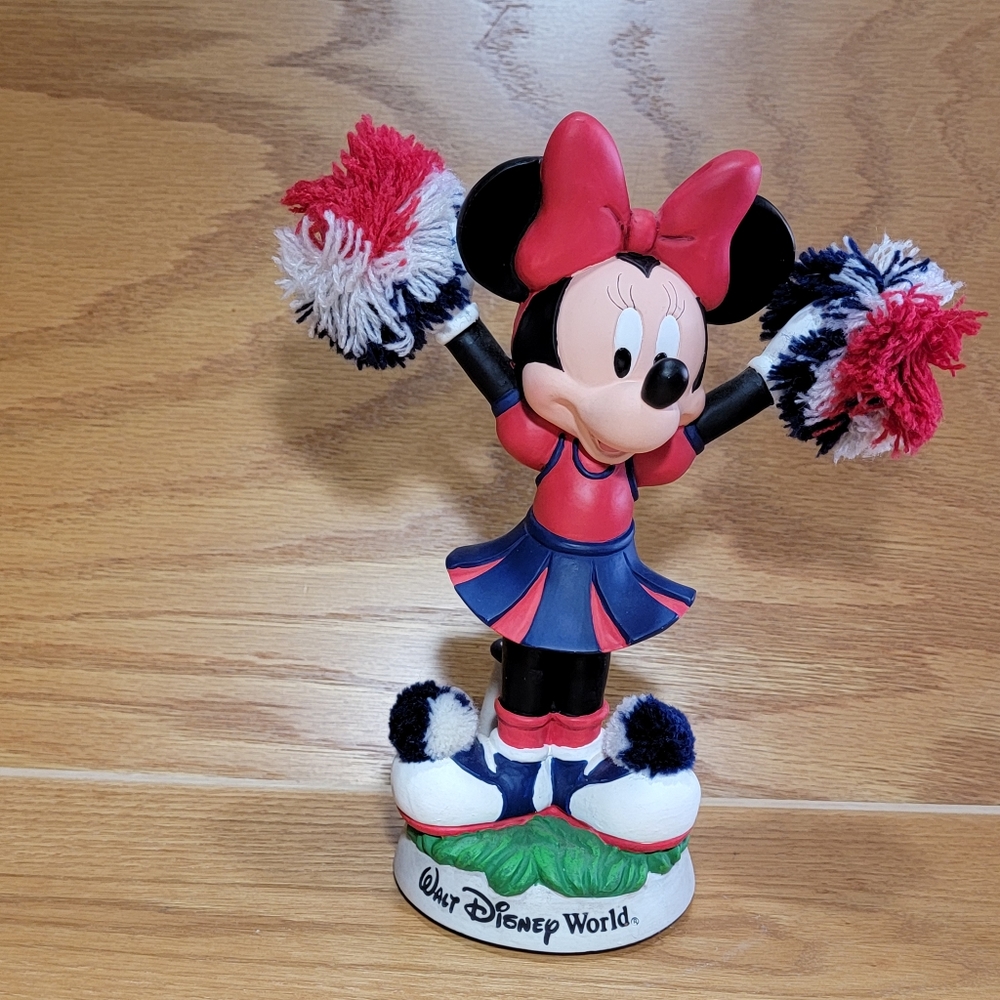 Vintage Walt Disney World Bobblehead Minnie Mouse Cheerleader Red, Blue …